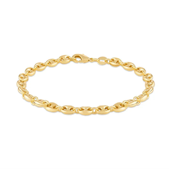 18k Gold Puff Mariner Anklet 10''