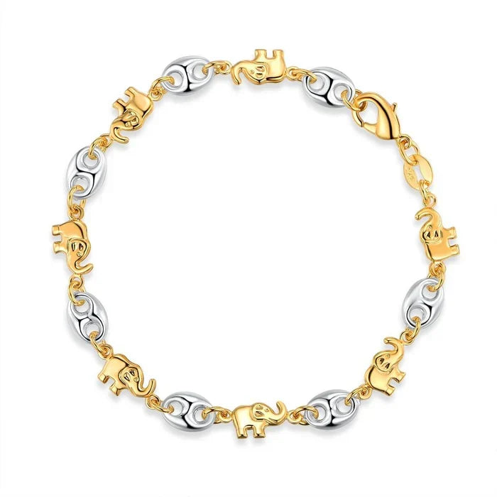 RMZ GOLD NYC 18K Gold Two-Tone Elephant Anklet 10''