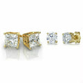 Gold Sterling Silver Stud Earrings Cubic Zirconia Men Women 2PC Earrings Set